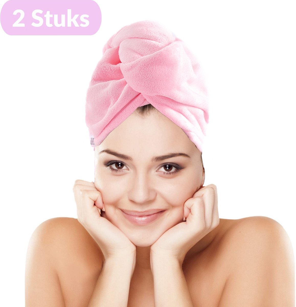 UNBOX 2 Stuks - Haarhanddoek - Microvezel Handdoek - Microvezel Handdoek Haar - Alle Haartypen - 25x70 - Extra Groot - Roze