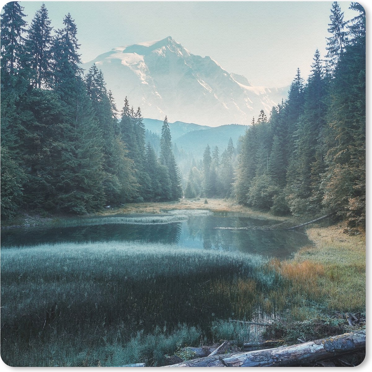 Muismat 30x30 cm - Mousepad Bos - Gras - Bergen - Bomen - Natuur - Muismatten