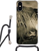 Hoesje met koord Geschikt voor iPhone X - Schotse Hooglander - Dieren - Haar - Siliconen - Crossbody - Backcover met Koord - Telefoonhoesje met koord - Hoesje met touw