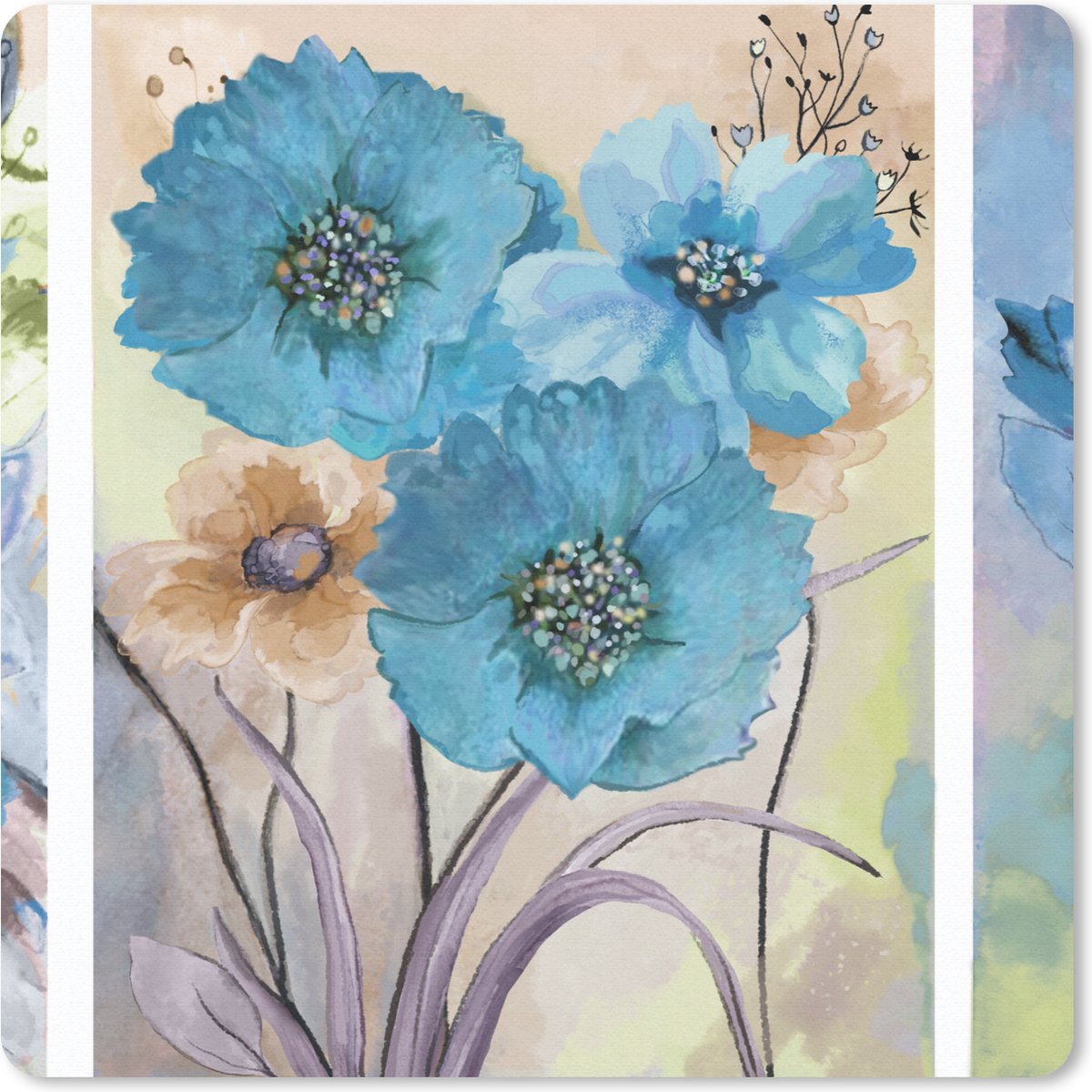Muismat 20x20 cm - Mousepad Schilderij - Olieverf - Collage - Bloemen - Muismatten