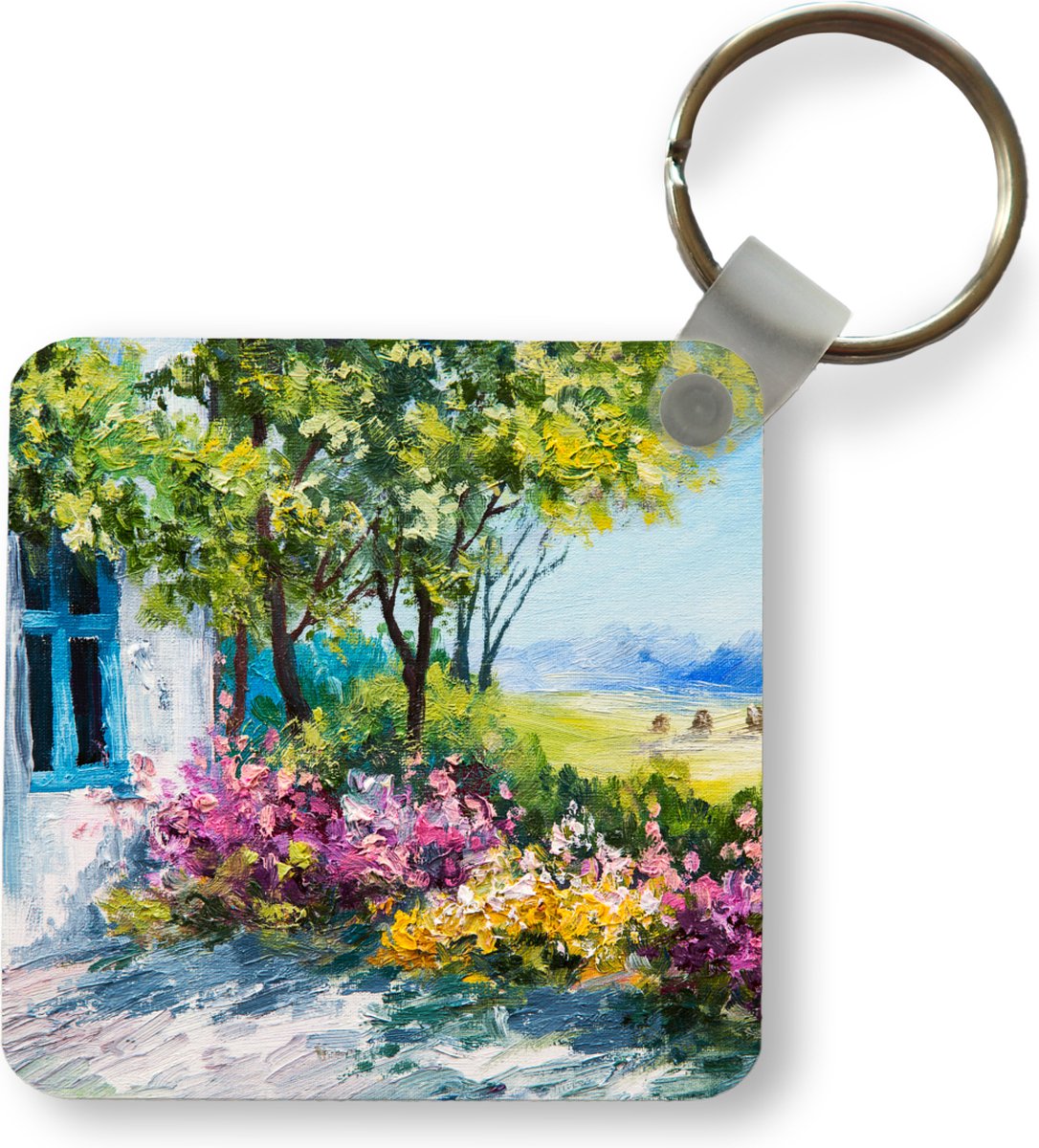 Sleutelhanger - Uitdeelcadeautjes - Schilderij - Planten - Bloemen - Huis - Olieverf - Plastic