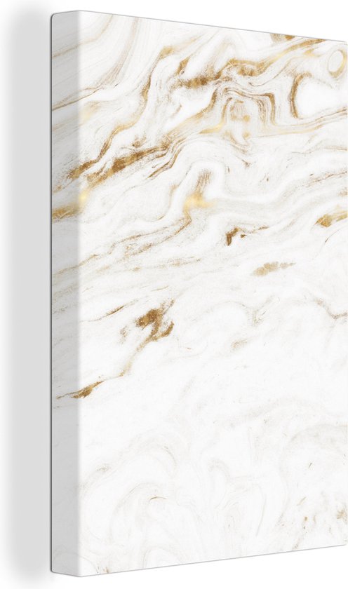 Peintures sur toile - Marbre - Or - Wit - 80x120 cm - Décoration murale