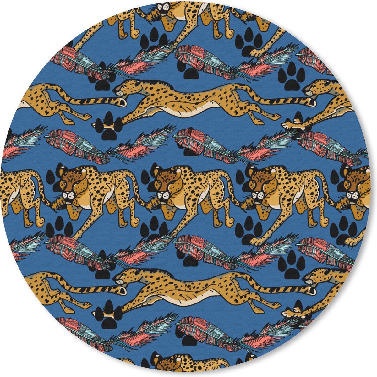Muismat rond 20x20 cm - Mousepad Patroon - Cheetah - Veren - Ronde muismatten