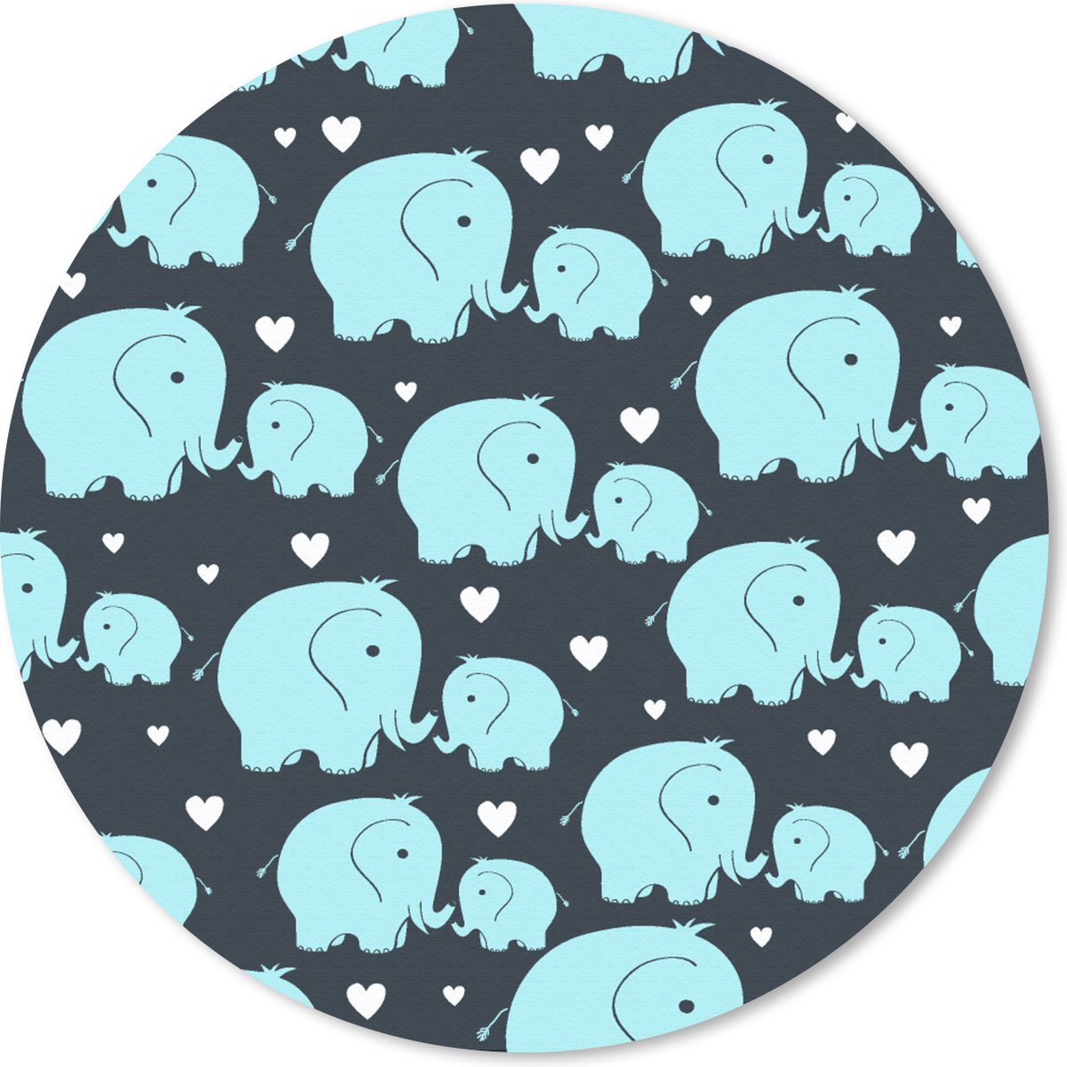 Muismat rond 30x30 cm - Mousepad Patronen - Olifant - Hart - Ronde muismatten