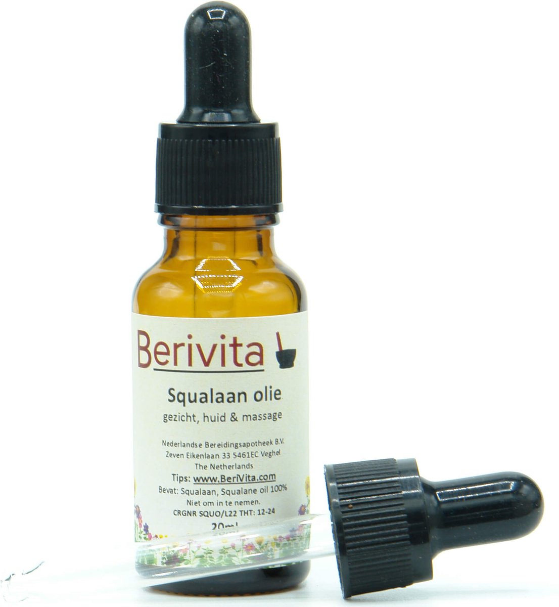 Goedkoopste Squalaan Olie 20ml Pipetfles - Huidolie uit Olijven - 100 Plantaardig - Squalane Oil