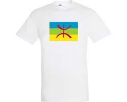 T-shirt Amazigh / Berberse Vlag | Marokko Shirt | WK 2022 Voetbal | Morocco Supporter | Wit | maat L