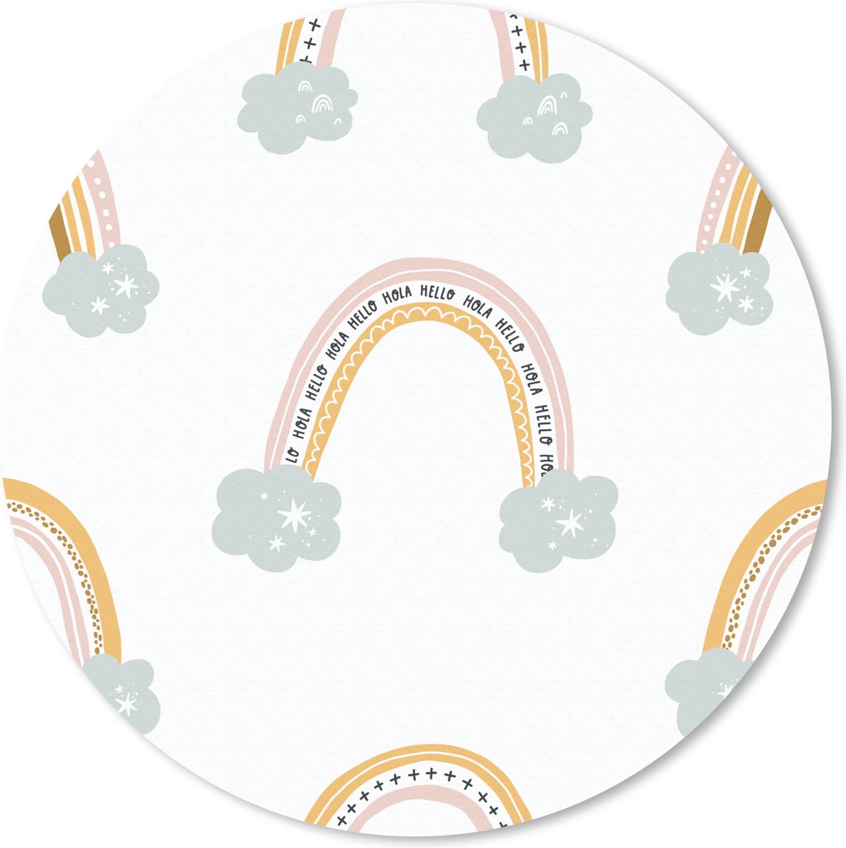 Muismat rond 50x50 cm - Mousepad Meisjes - Patronen - Regenboog - Ronde muismatten