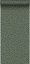 Papier peint ESTAhome petits points vert gris et noir - 139258 - 0,53 x 10,05 m