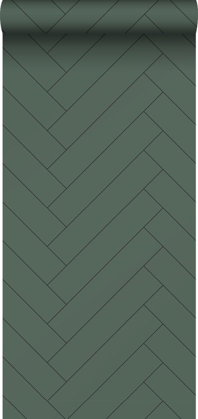 ESTAhome behang visgraat-motief donkergroen - 139222 - 0,53 x 10,05 m