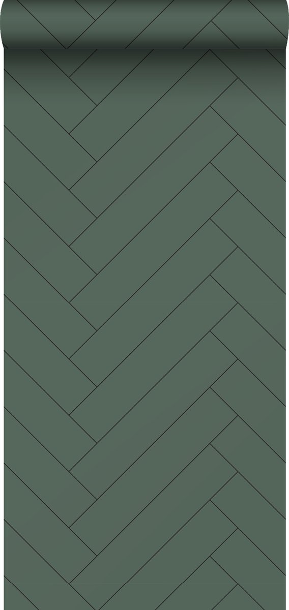 ESTAhome behang visgraat-motief donkergroen - 139222 - 0,53 x 10,05 m - ESTAHome