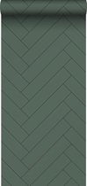 ESTAhome Papier peint à chevrons vert foncé - 139222 - 0,53 x 10,05 m