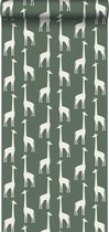 ESTAhome behangpapier giraffen donkergroen - 139060 - 0,53 x 10,05 m