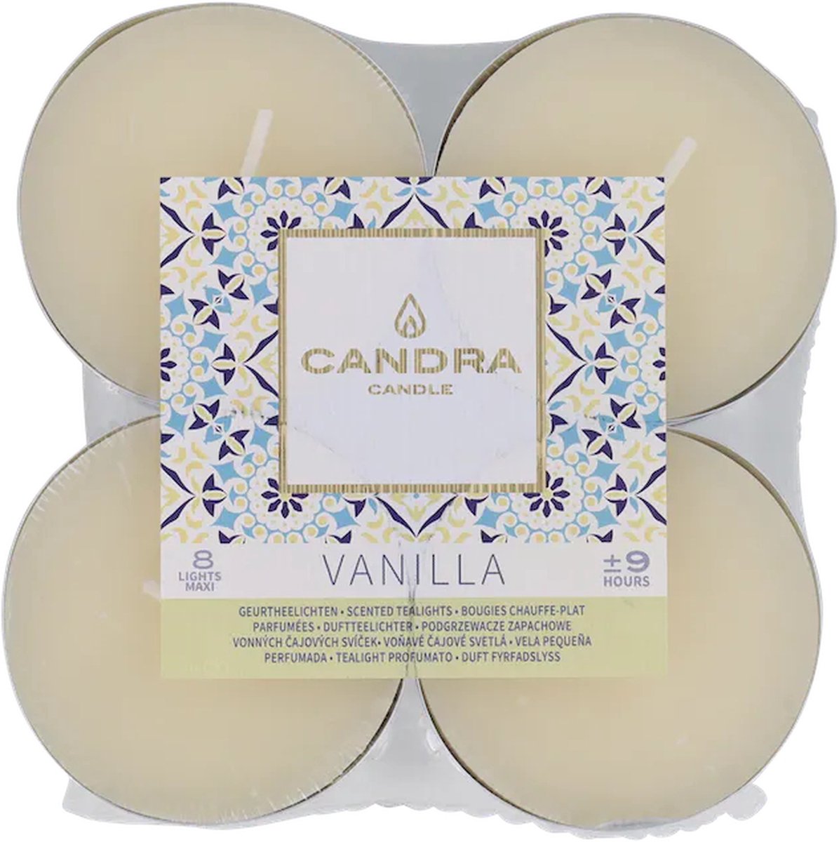 Candra Candle Grote Geurtheelichtjes Vanilla 8 stuks - Theelichten - Decoratie - Sfeer.