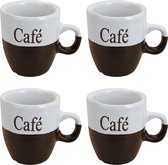 Koffiemok - set 4x stuks - donkerbruin - keramiek - 150 ml