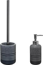 5Five - WC-/toiletborstel in houder - grijs mix - met zeeppompje 300ml