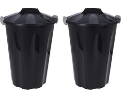 Storage Solutions wasmanden met deksel 2x stuks - 40L - zwart - kunststof