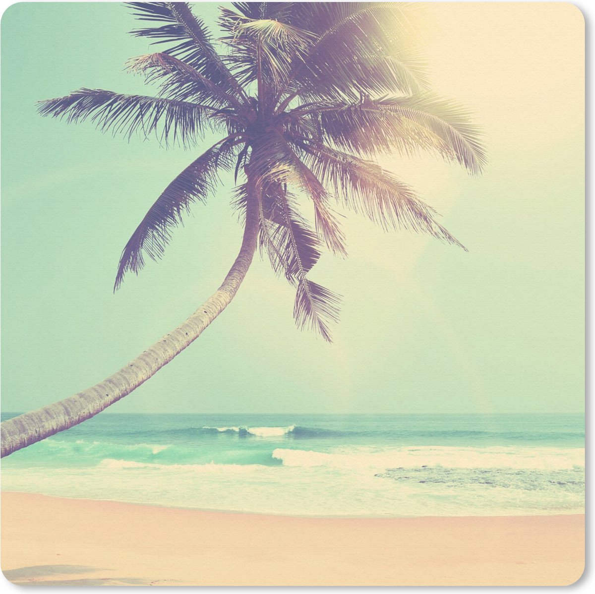 Muismat 30x30 cm - Mousepad Retro - Palmboom - Zon - Zomer - Muismatten