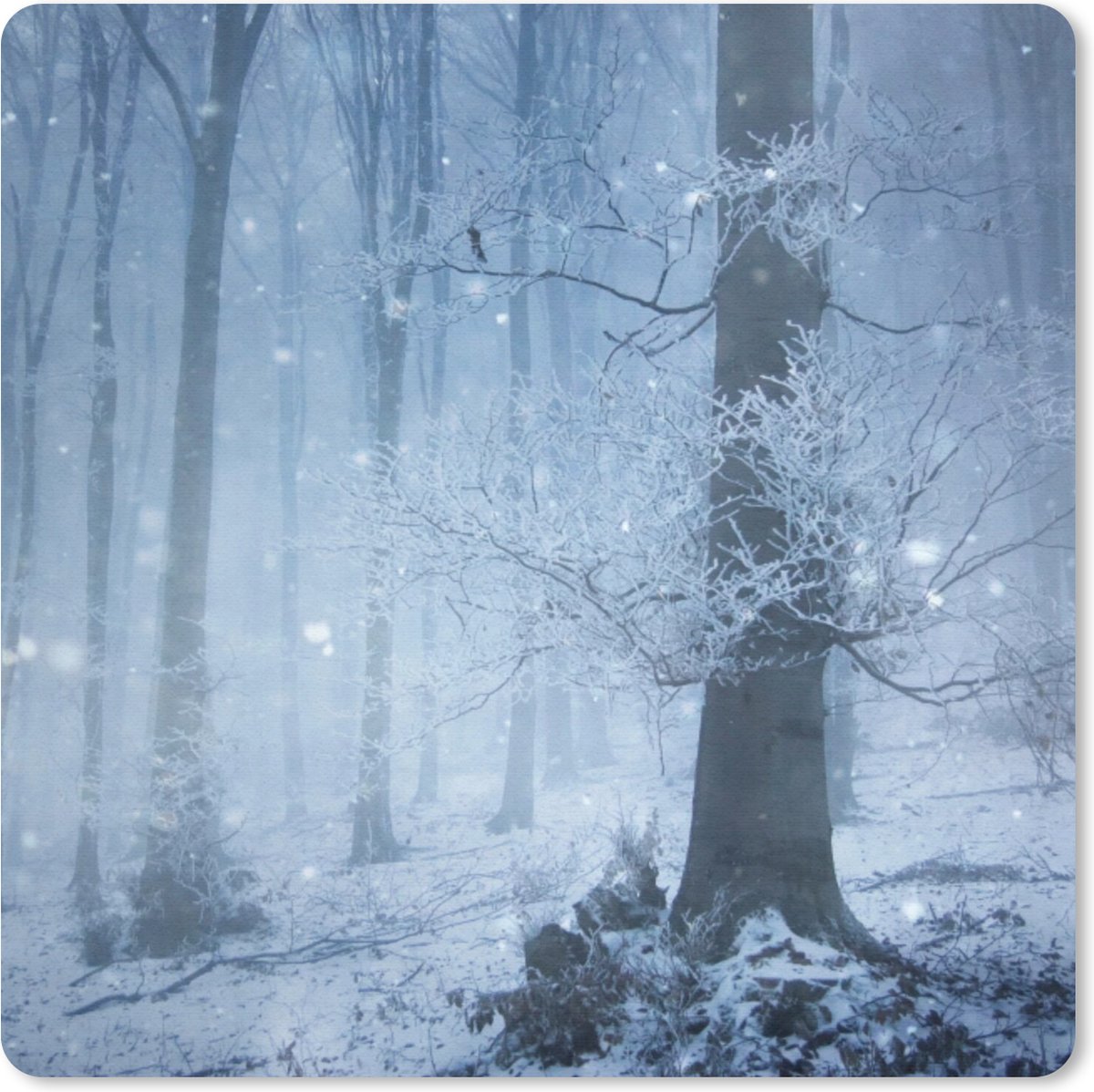 Muismat 30x30 cm - Mousepad Bos - Winter - Sneeuw - Muismatten