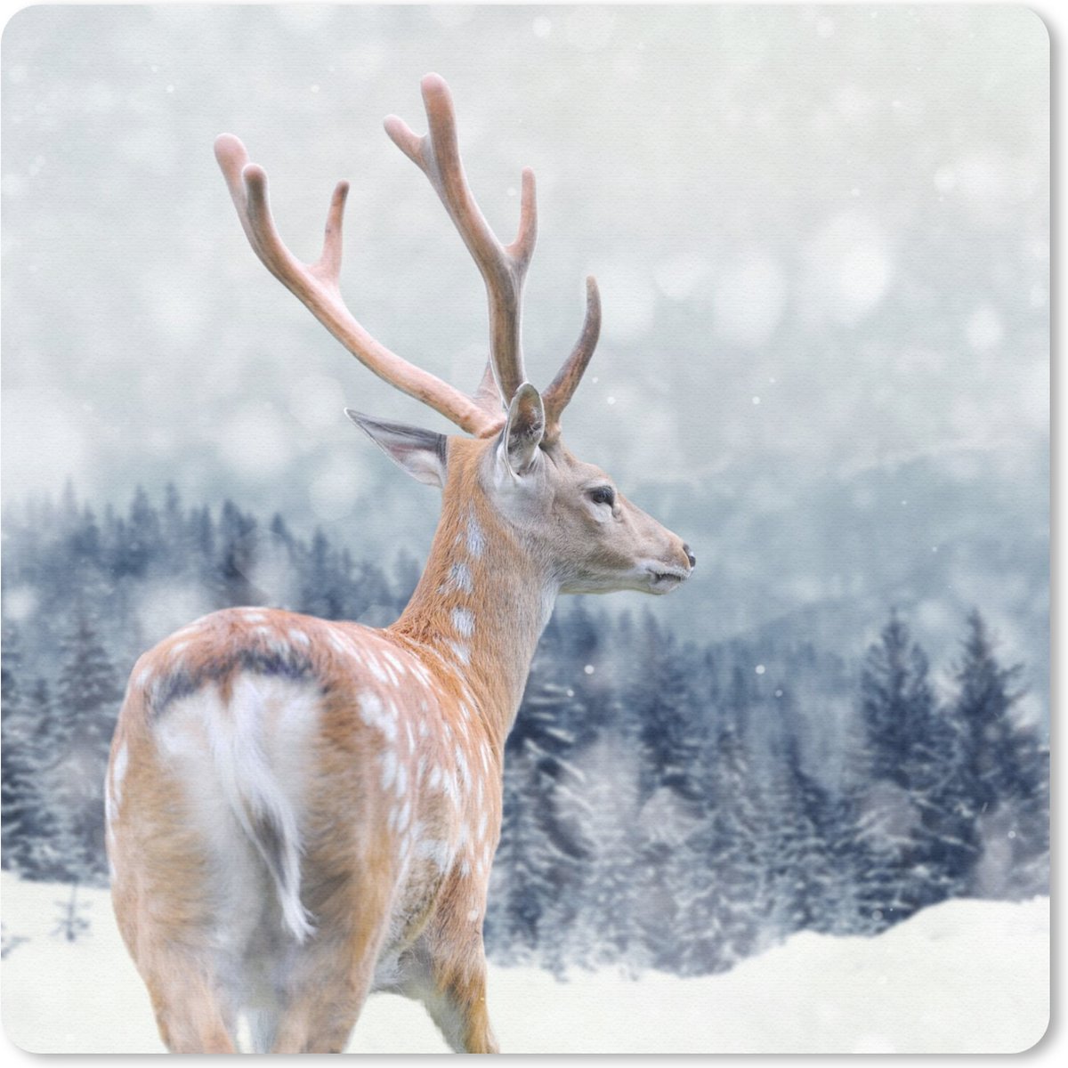 Muismat 30x30 cm - Mousepad Winter - Hert - Dieren - Muismatten