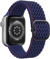 RNZV - Apple Watch nylon sport loop band - donkerblauw - Geschikt voor Apple Watch bandje 42 / 44 / 45mm - Series 1 2 3 4 5 6 7 SE - Smartwatch iWatch horloge band - 42mm 44mm - NYLON - DONKERBLAUW