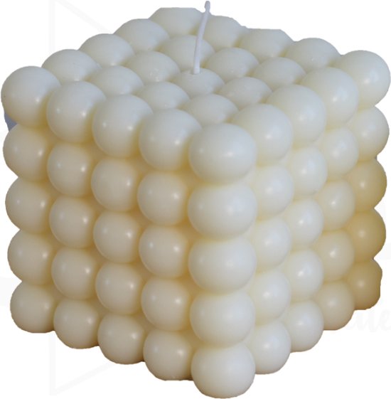 Bubbel kaars - geel - 6x6x12 cm