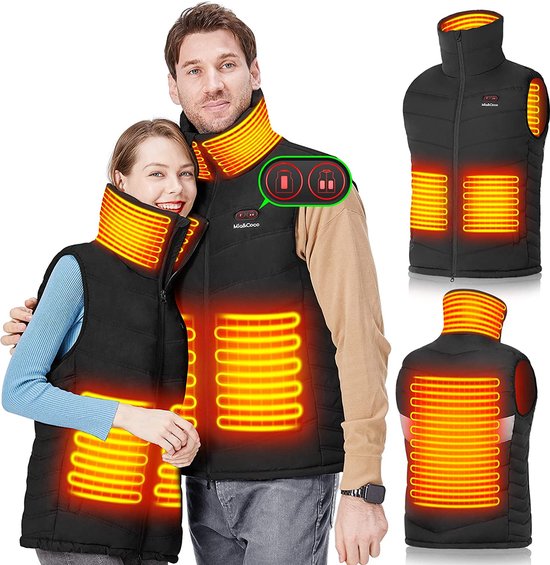 Verwarmd vest, verwarmde jas, 3 instelbare temperaturen, warm USB, elektrisch...