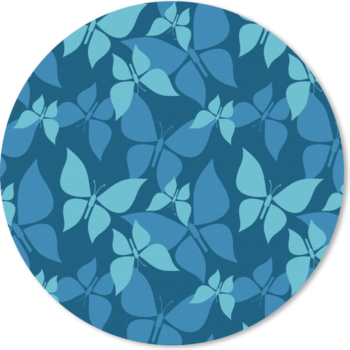 Muismat rond 30x30 cm - Mousepad Vlinders - Patronen - Blauw - Ronde muismatten