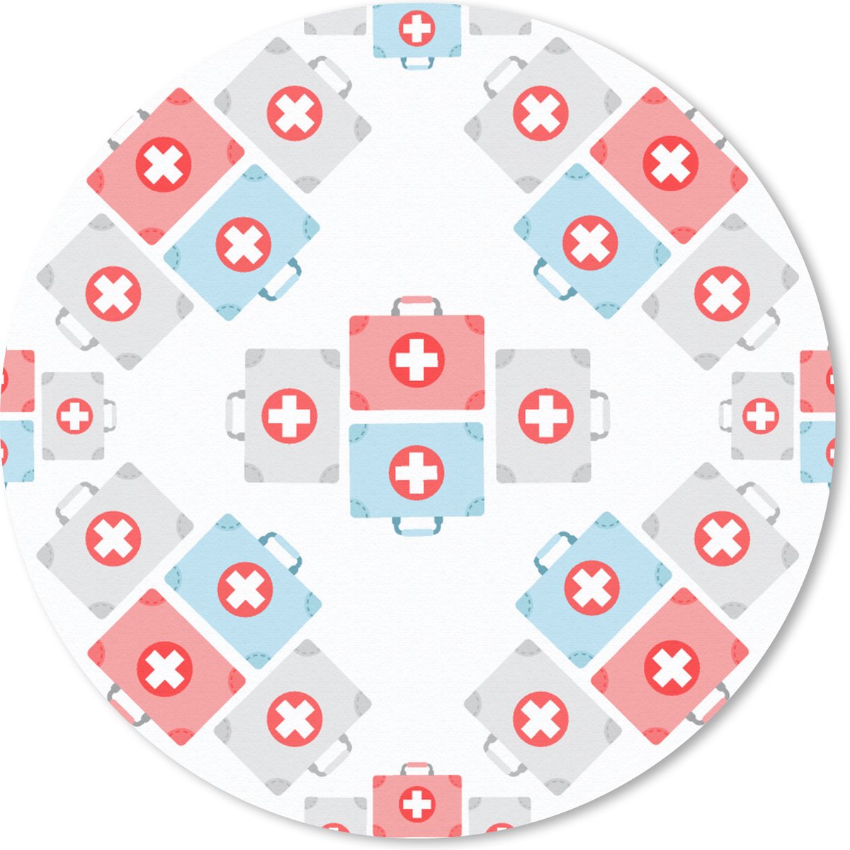 Muismat rond 50x50 cm - Mousepad EHBO Koffer - Abstract - Patroon - Ronde muismatten