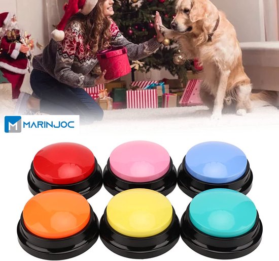 Marinjoc - Honden praatknop - 1 stuks Praatknop voor huisdieren - honden training - honden knop inspreekbaar - soundbutton met geluid - Kerst - Schoen cadeautje - Sinterklaas - Opneembare knop - Honden speelgoed - Huisdier