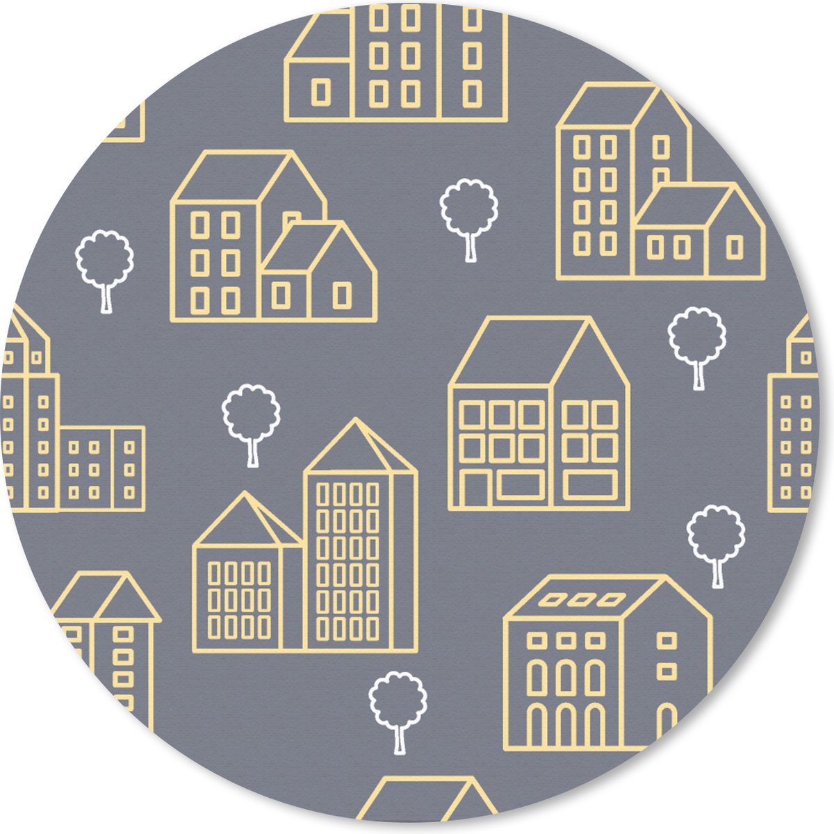 Muismat rond 50x50 cm - Mousepad Patronen - Gebouwen - Goud - Ronde muismatten
