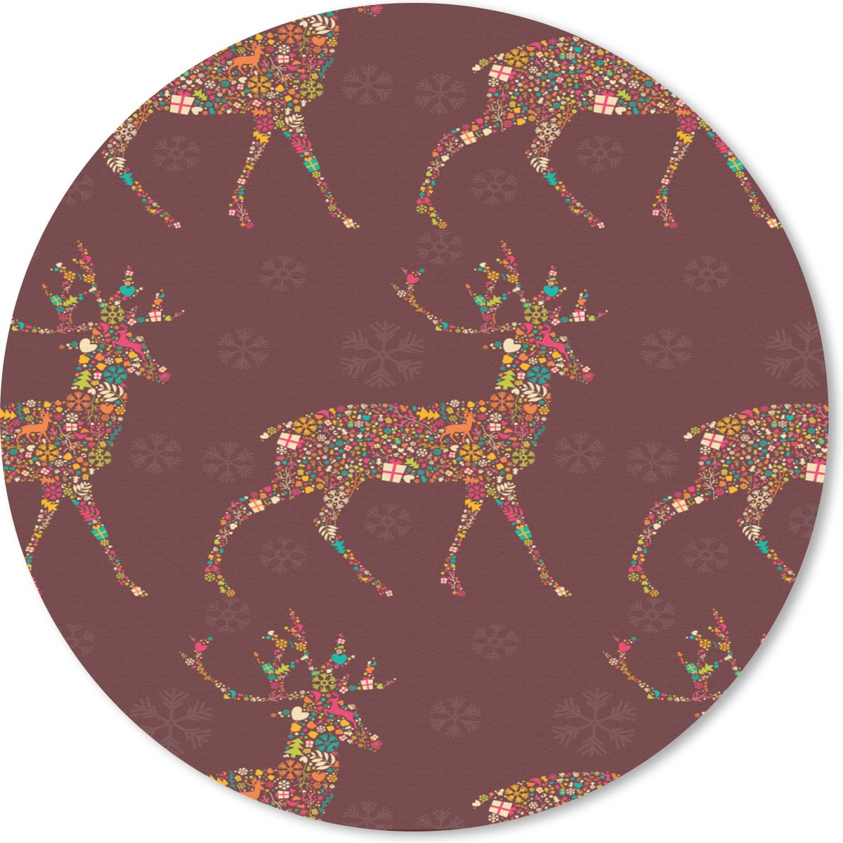 Muismat rond 40x40 cm - Mousepad Hert - Patronen - Kleuren - Ronde muismatten