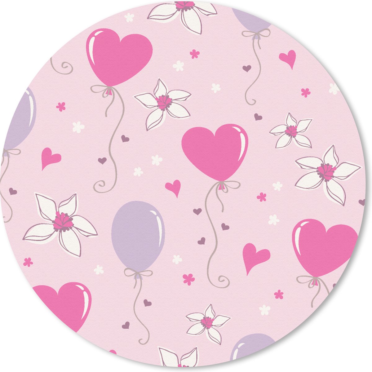 Muismat rond 20x20 cm - Mousepad Ballon - Patronen - Roze - Ronde muismatten