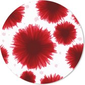 Muismat - Mousepad - Rond - Aquarelverf - Rood - Bloemen - 50x50 cm - Ronde muismat