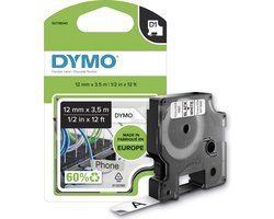 DYMO originele D1 Duurzame flexibele nylon labels | Zwarte Tekst op Wit Label | 12 mm x 3,5 m | zelfklevende etiketten voor de LabelManager labelprinter | gemaakt in Europa