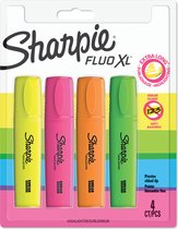Sharpie Fluo XL-markeerstiften | Beitelpunt | Diverse fluorescerende kleuren | 4 stuks