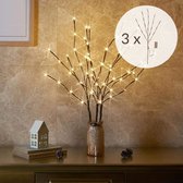 Paastakken - Paasboom - Decoratie takken met LED licht op batterij - Takken met verlichting - Kerstverlichting op batterij - Kerstversiering voor binnen - Takkenbos - 3 stuks - Warm wit