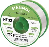 Stannol HF32 3500 à souder, bobine sans plomb Sn99.3Cu0.7 250 g 1 mm