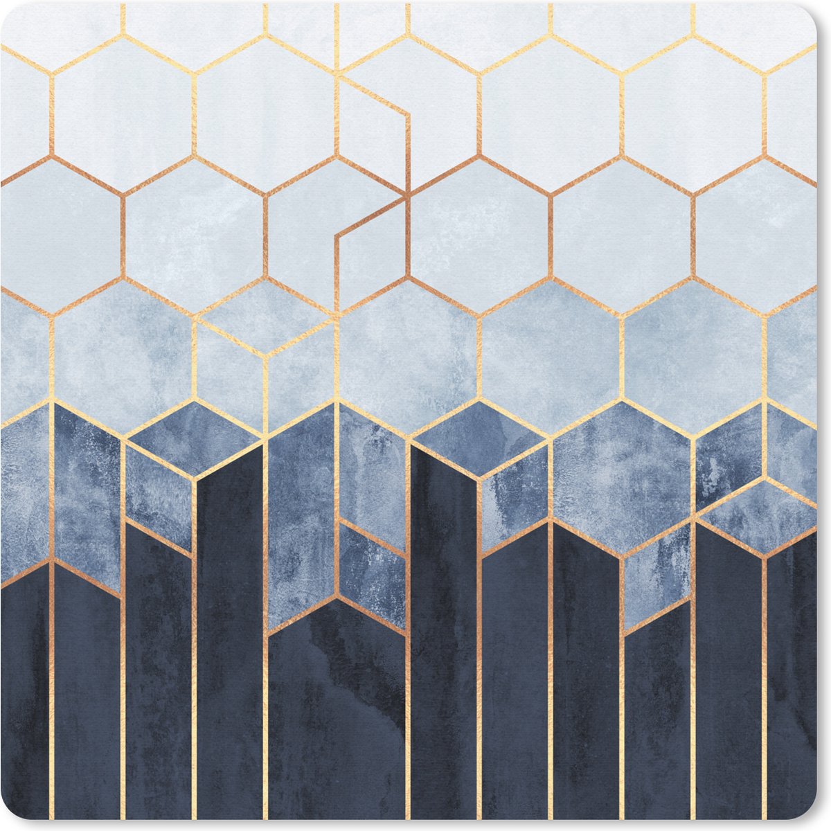 Muismat 30x30 cm - Mousepad Hexagon - Gold - Luxe - Patronen - Muismatten