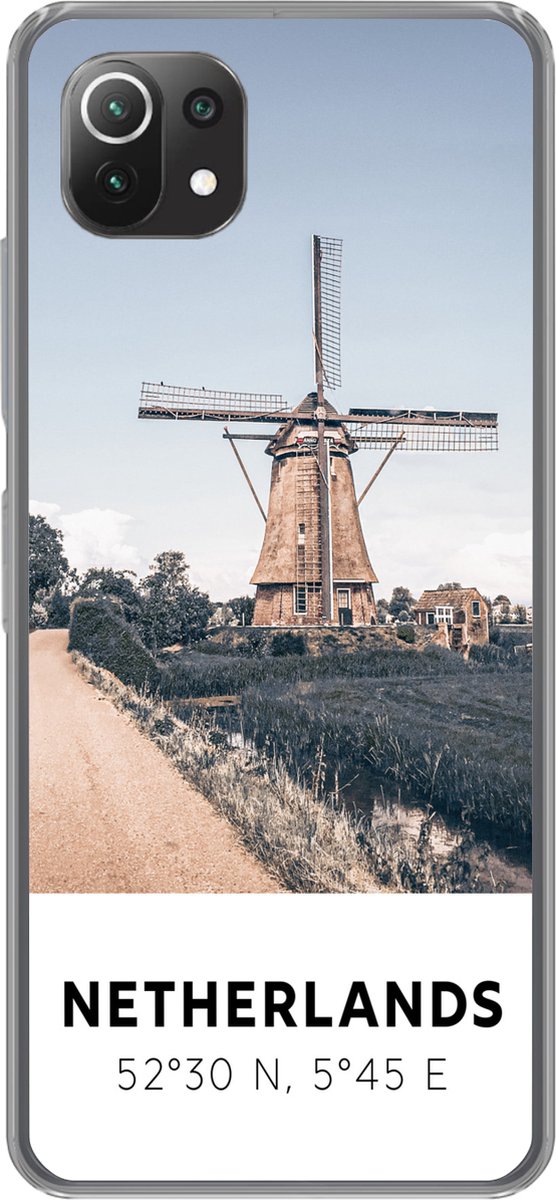 Telefoonhoesje Geschikt voor Xiaomi Mi 11 Lite hoesje - Nederland - Molen - Weiland - Siliconen Telefoonhoesje Telefoonhoesje