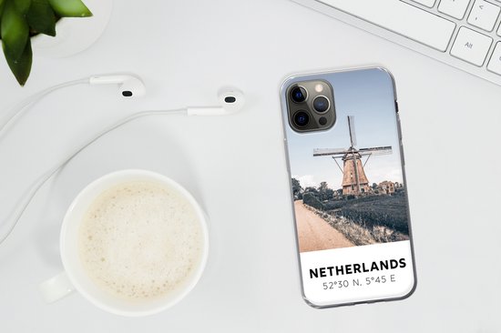 Coque iPhone 13 Pro - Pays- Nederland - Moulin à vent - Pâturage - Coque en Siliconen téléphone