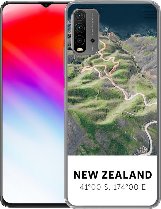 Coque de téléphone compatible avec Xiaomi et Redmi 9T - Nouvelle-Zélande - Water - Vert - Plage - Coque en Siliconen pour téléphone Coque de téléphone