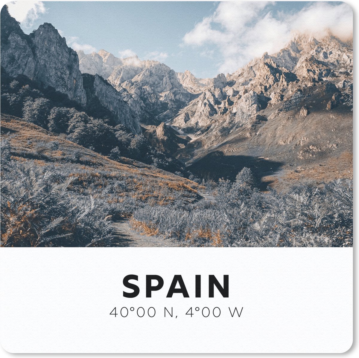Muismat 20x20 cm - Mousepad Spanje - Bergen - Wolken - Muismatten