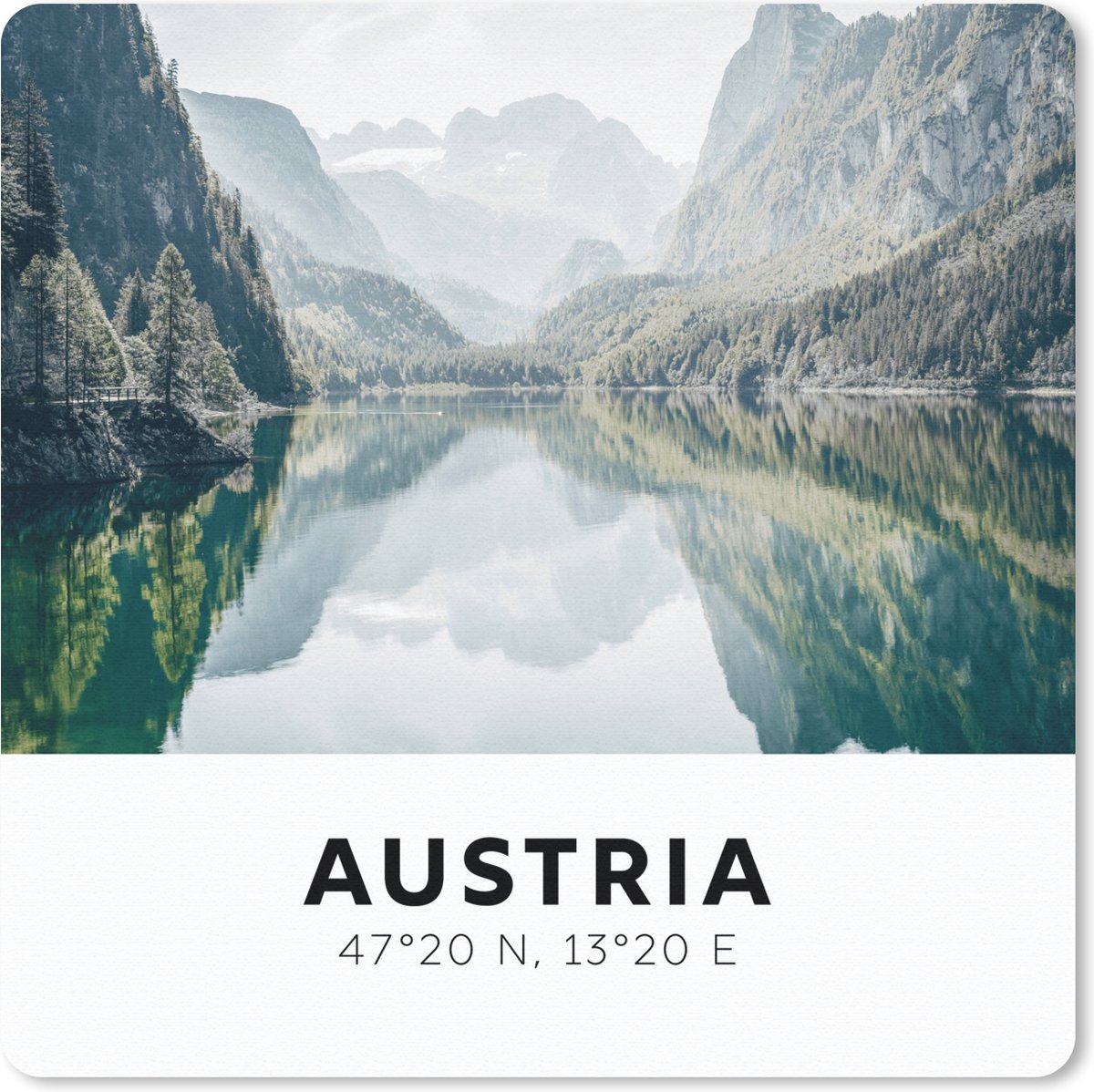 Muismat 20x20 cm - Mousepad Oostenrijk - Meer - Bergen - Muismatten
