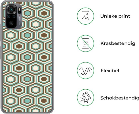 Coque Xiaomi Redmi Note 10 - Rétro - Honeycomb - Blauw - Marron - Coque de téléphone en Siliconen