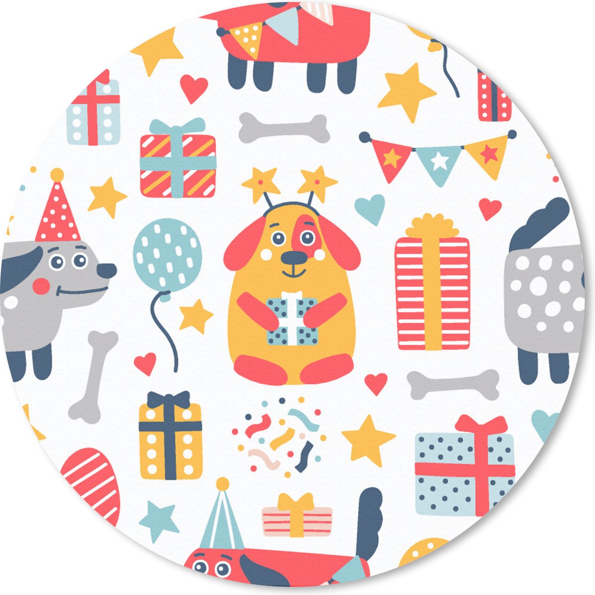 Muismat rond 50x50 cm - Mousepad Patronen - Verjaardag - Hond - Ronde muismatten
