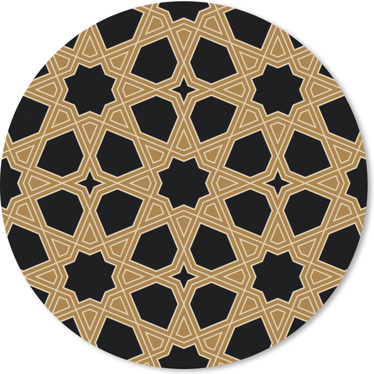 Muismat - Mousepad - Rond - Geometrisch - Patroon - Arabisch - 50x50 cm - Ronde muismat