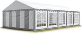 Partytent feesttent 5x10 m tuinpaviljoen -tent PVC 700 N in grijs-wit waterdicht