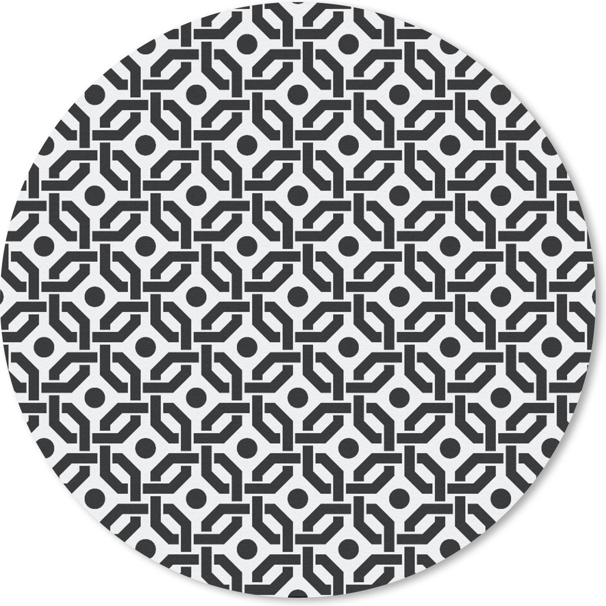 Muismat rond 50x50 cm - Mousepad Zwart - Geometrie - Design - Ronde muismatten