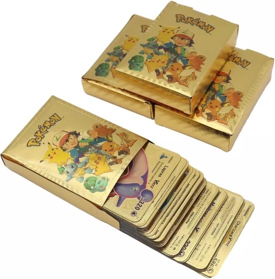 Afbeelding van het spel - Pokemon - Kaarten - Gold - Rare - Collection - Battle - Gift - Cadeau - 55 - Stuks - Box - Editie - Kerstcadeau -