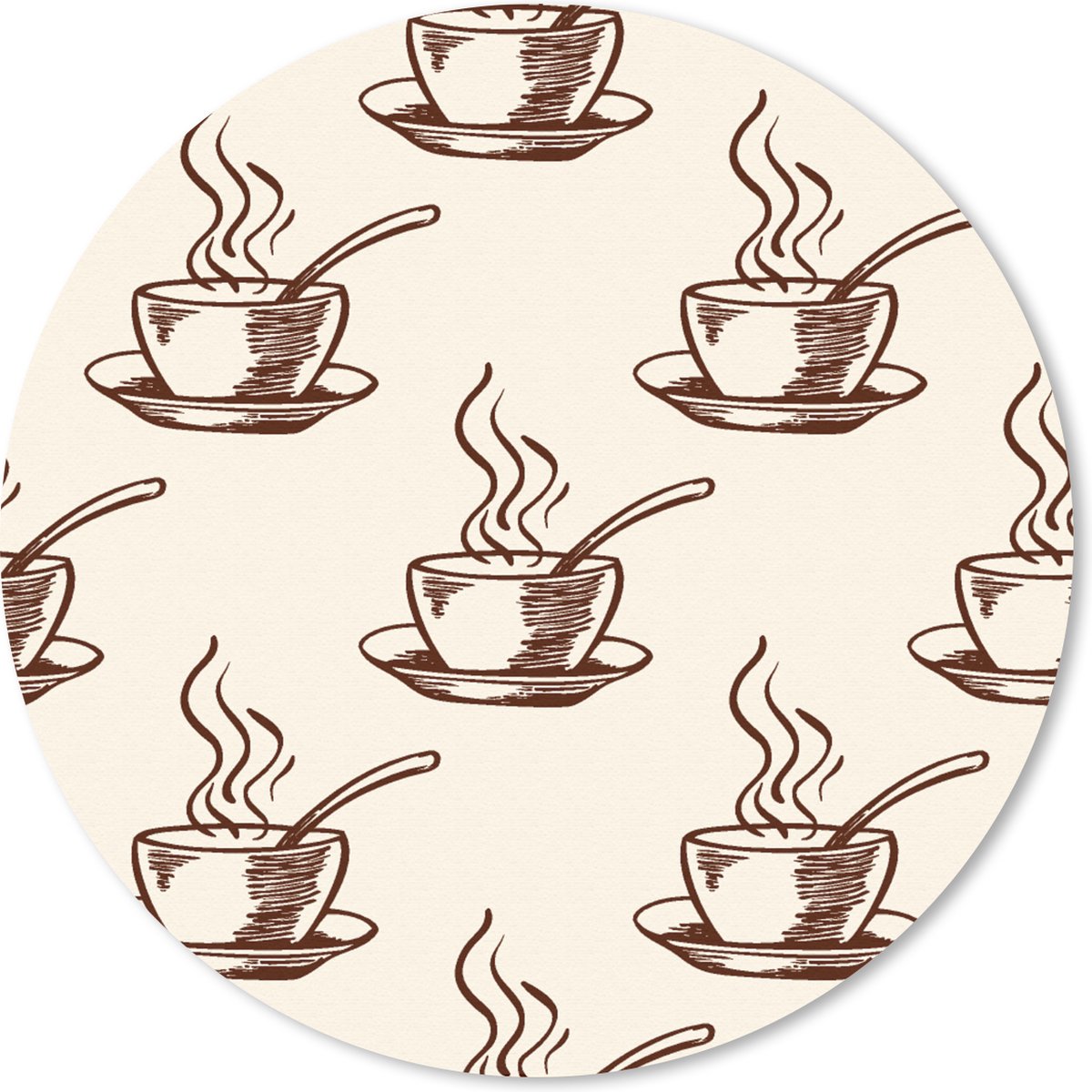 Muismat rond 30x30 cm - Mousepad Patronen - Vintage - Koffie - Ronde muismatten